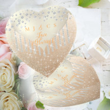 Diamonds Wedding Heart Beige Paperweight