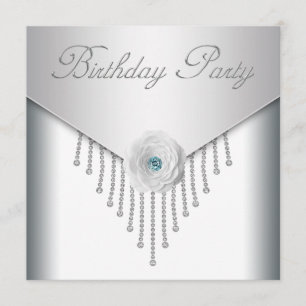 Diamonds White Rose Frauen Geburtstagsparty Invita Einladung