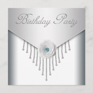 Diamonds White Rose Frauen Geburtstagsparty Invita Einladung