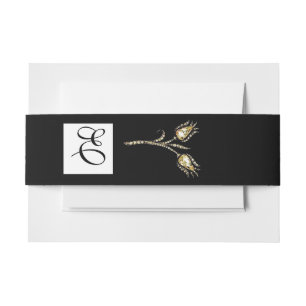DIAMONOND TULIPS Schwarz-weiß Square Monogram Einladungsbanderole