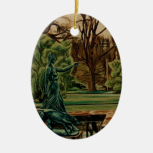 Diana Artemis Skulptur im Garten Keramikornament