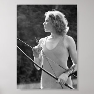 Diana, Bogenschütze, schöne Frau, Sport, Vintage Poster