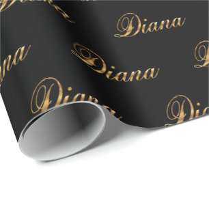 Diana gold Design Lettering Geschenkpapier