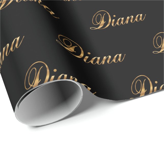 Diana gold Design Lettering Geschenkpapier (Rolleneckpunkt)