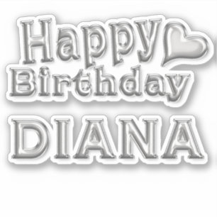 Diana Happy Birthday silver Aufkleber Sticker