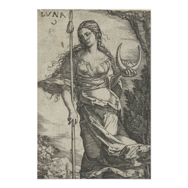 Diana Luna Vintag Illustration Glossy Poster (Vorderseite)