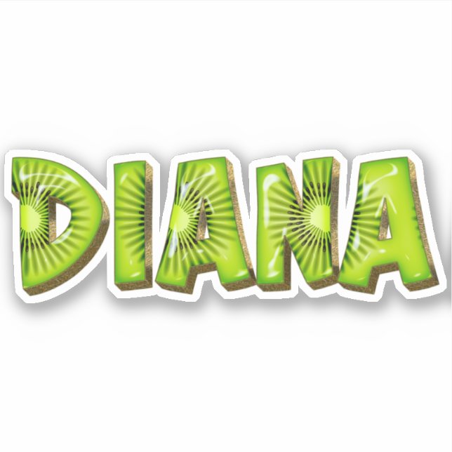 Diana Name Kiwi Design Aufkleber Sticker (Vorderseite)