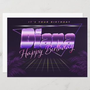 Diana Name Vorname lila retro Karte Geburtstag