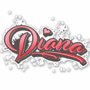 Diana red Heart Graffiti Aufkleber Sticker