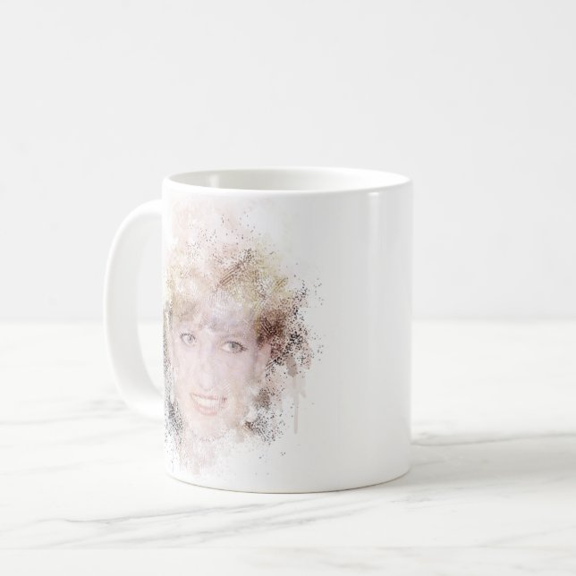 Diana The People's Princess Watercolor Portrait Co Kaffeetasse (Vorderseite Links)
