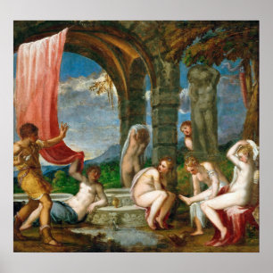 Diana und Actaeon - Andrea Schiavone - c1550 Poster