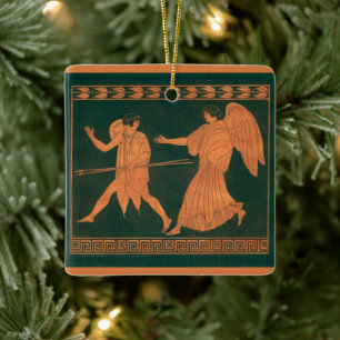 Diana und ein Engel, Vintage-römische Mythologie Keramikornament