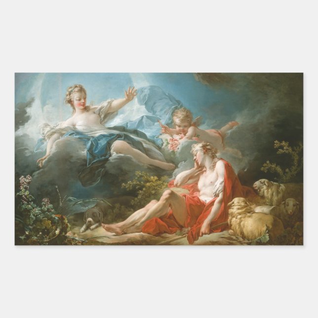 Diana und Endymion von Jean-Honoré Fragonard Rechteckiger Aufkleber (Vorderseite)