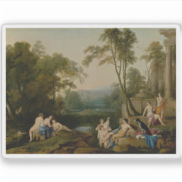Diana und ihre Nymphen in einer Landschaft Aufkleber