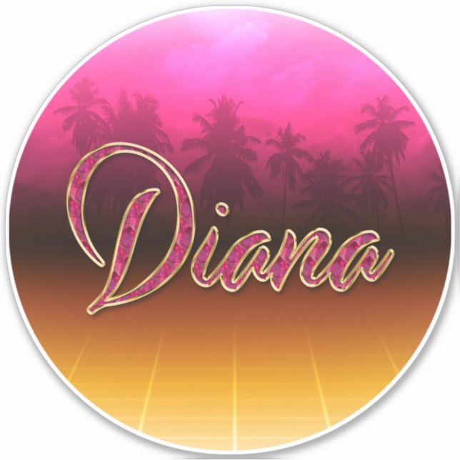 Diana Vorname Name golden pink Aufkleber Sticker (Vorderseite)