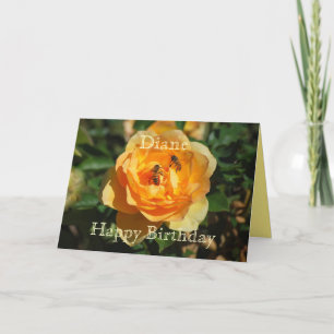 Diane Happy Birthday Gelben Rose mit Honigbienen Karte