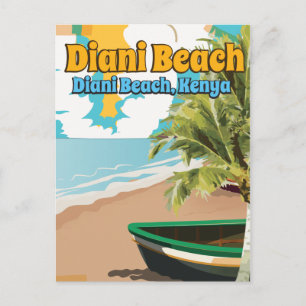 Diani Beach Kenia Vintage-Reiseplakat. Postkarte