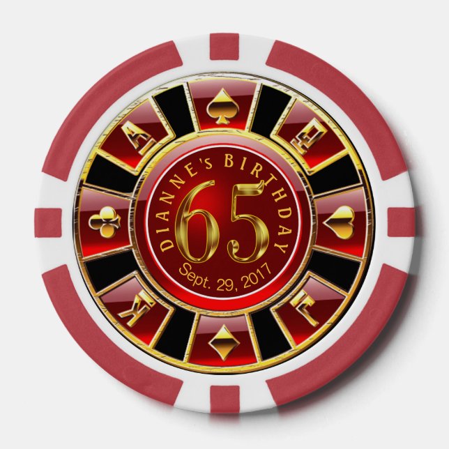 Dianne 65. Geburtstag Vegas Casino Pokerchips (Vorderseite)