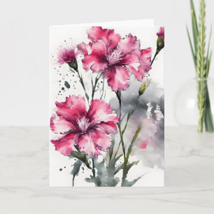 Dianthus - Aquarellblumen Karte