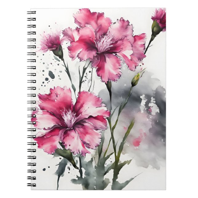 Dianthus - Aquarellblumen Notizblock (Vorderseite)