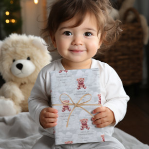 Diaper King Teddy Bär Custom Happy Geburtname Geschenkpapier Set