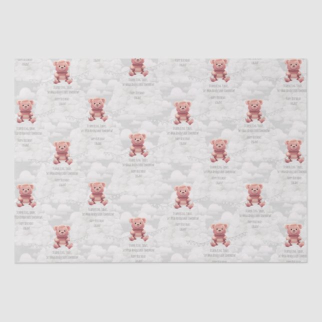 Diaper King Teddy Bär Custom Happy Geburtname Seidenpapier (Vorderseite)