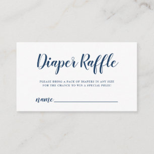 Diaper Rafffle Ticket Navy Blue Polka Dot Begleitkarte