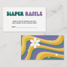 Diaper Raffle Baby Dusche Groovy Retro 70er 80er Begleitkarte