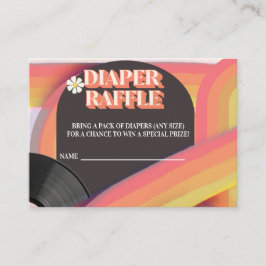 Diaper Raffle Baby Dusche Groovy Retro 70er 80er Begleitkarte