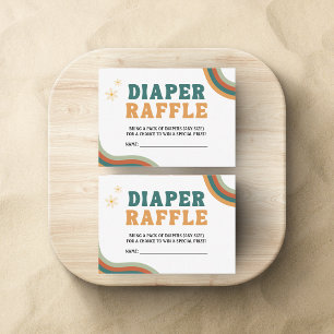 Diaper Raffle Baby Dusche Groovy Retro 70er 80er Begleitkarte
