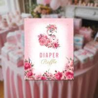 Diaper Raffle Baby Dusche Pink Flamingo Ballerina