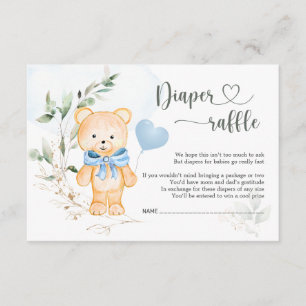 Diaper Raffle Baby Dusche Teddy Bear Begleitkarte