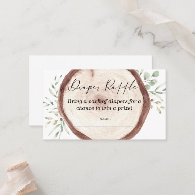 Diaper Raffle Baby Duschgame Platzkarte (Vorderseite/Rückseite Beispiel)