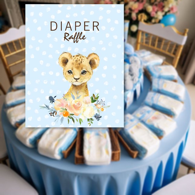 Diaper Raffle Baby Duschkabine Lion Cub Floral Blu Poster (Von Creator hochgeladen)