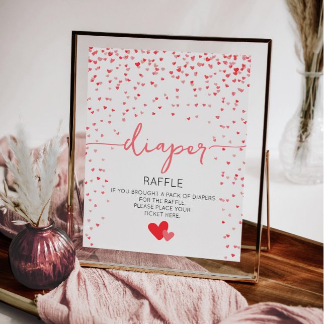 Diaper Raffle Baby Duschsignatur digital oder druc Poster (little sweetheart baby shower)