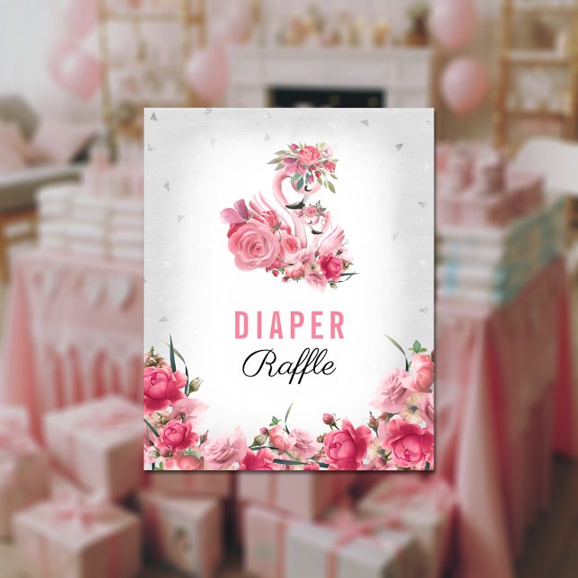 Diaper Raffle Baby Game Silver Flamingo Ballerina Poster (Von Creator hochgeladen)