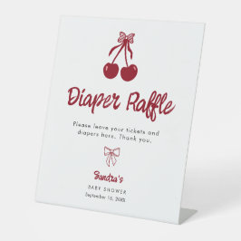 Diaper Raffle Baby Shower Cherry on Top Red Bows Sockelschild
