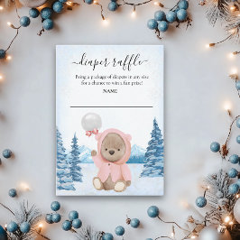 Diaper Raffle Baby Teddy Bären Winter Weihnachten Begleitkarte