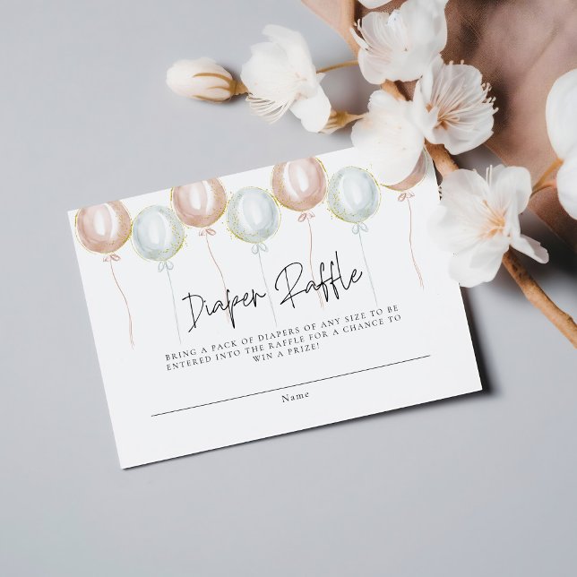 Diaper Raffle Ballon Geschlecht Reveal Baby Dusche Begleitkarte (Von Creator hochgeladen)