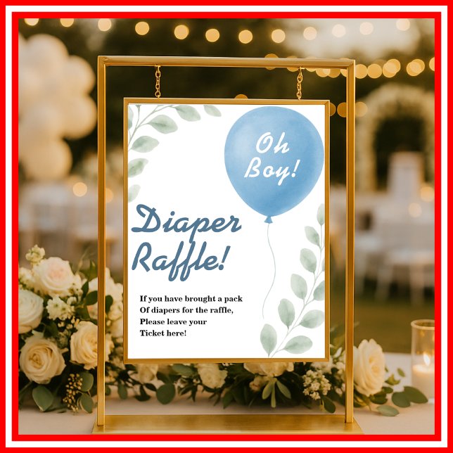 Diaper Raffle Balloon Eucalyptus Baby Shower GAME Poster (Von Creator hochgeladen)