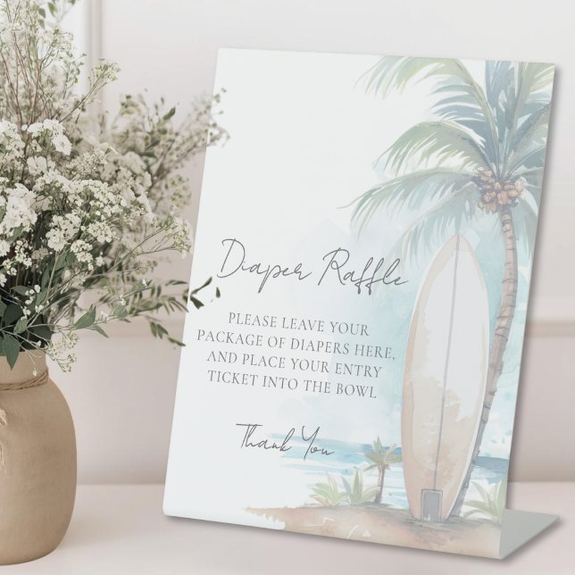 Diaper Raffle Beach Baby Shower Sockelschild (Diaper Raffle Beach Baby Shower Pedestal Sign)