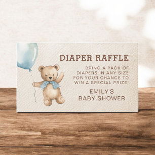 Diaper Raffle Bearly Wait Teddy Bear Baby Dusche Begleitkarte