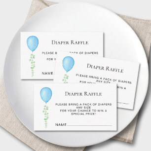 Diaper Raffle Blue Balloon Baby Dusche Begleitkarte