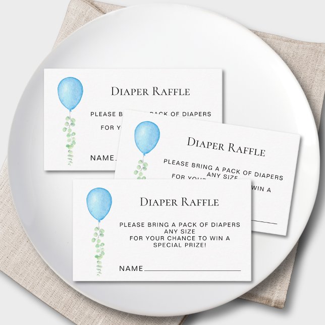 Diaper Raffle Blue Balloon Baby Dusche Begleitkarte (Von Creator hochgeladen)