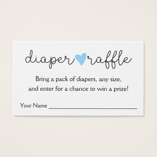 Diaper Raffle Blue Heart Boy Baby Dusche (Vorderseite)