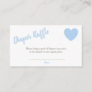 Diaper Raffle Blue Heart Boy Baby Dusche Begleitkarte
