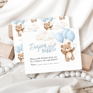 Diaper Raffle Blue Teddy Bear Baby Dusche Begleitkarte