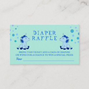 Diaper Raffle Blue Unicorn Twins Boy Baby Dusche Begleitkarte