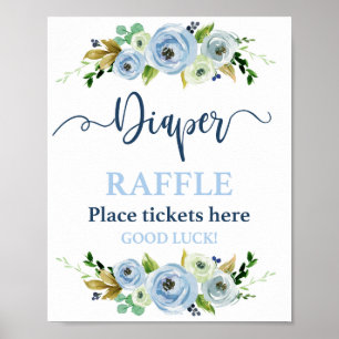 Diaper Raffle Blumenschild Poster