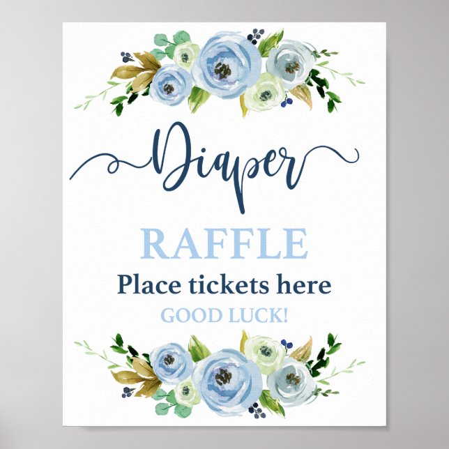 Diaper Raffle Blumenschild Poster (Vorne)